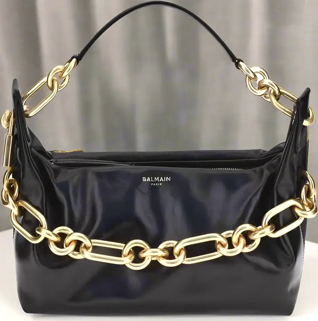 Balmain Women's Black Leather Sync Shoulder Bag