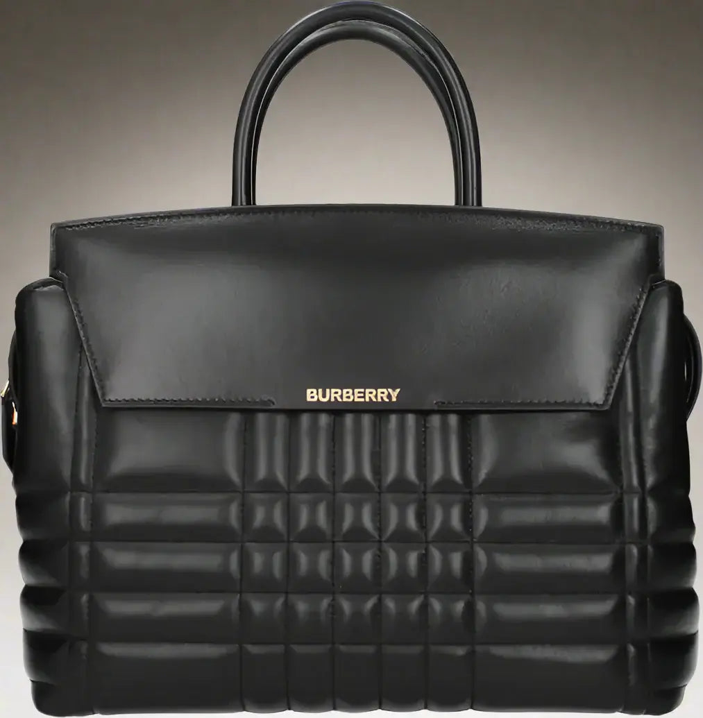 BURBERRY women's quilted-block Black Leather Handbags