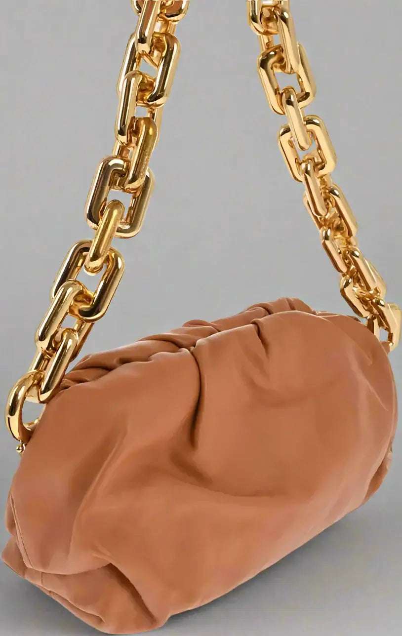 Bottega Veneta brown Leather THE CHAIN POUCH Bag with Magnetic Closure