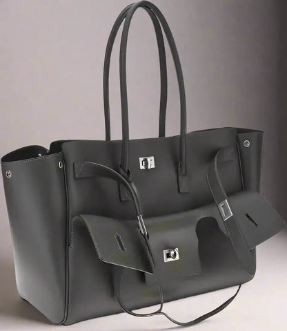 BALENCIAGA black or grey leather Bel Air medium Shoulder Bag