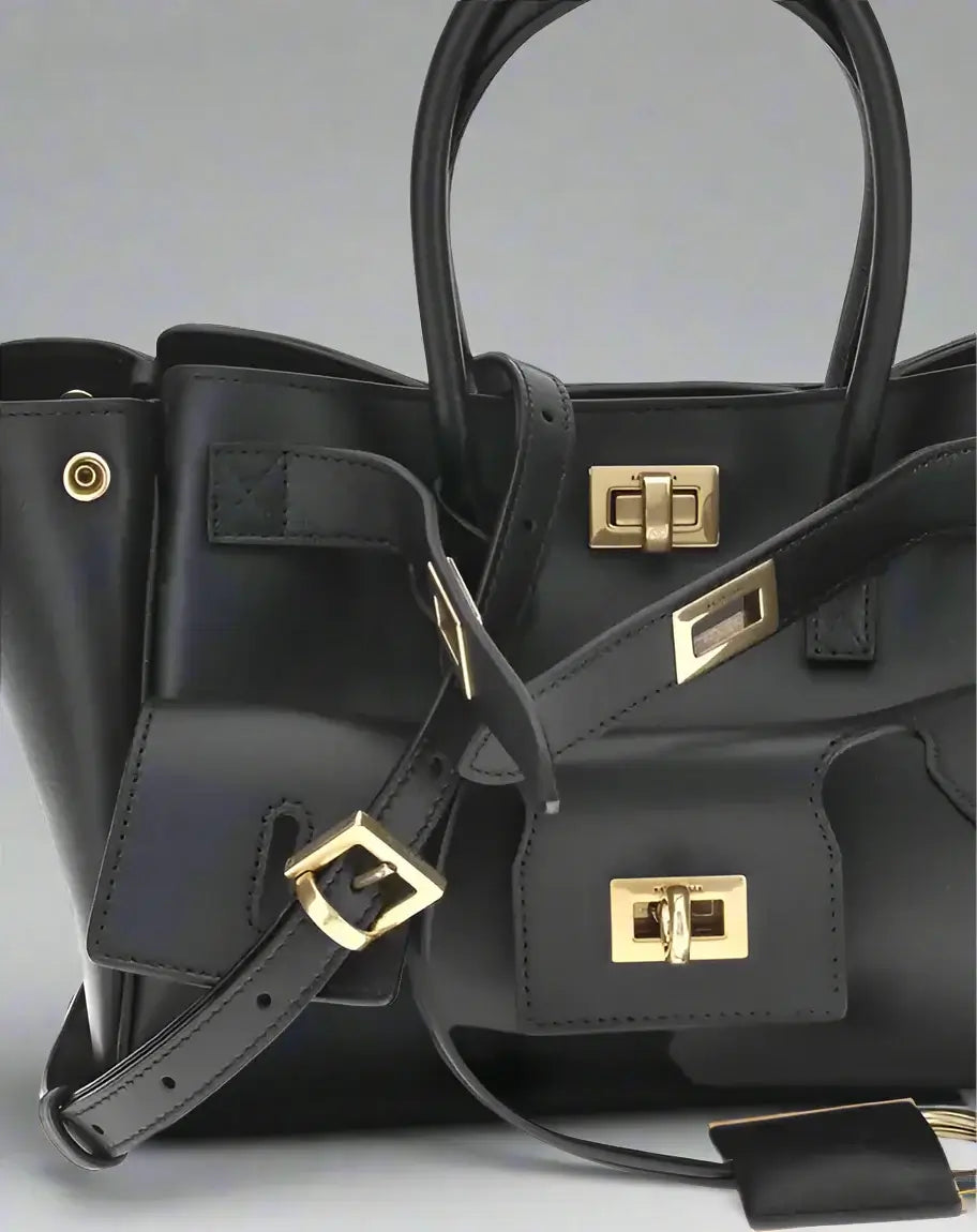 BALENCIAGA black leather Bel Air mini Handbag