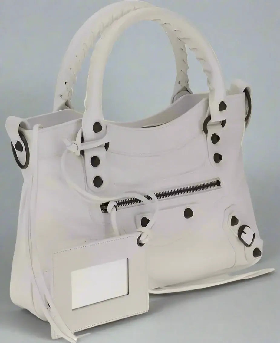 BALENCIAGA women's white leather Le City First Handbag