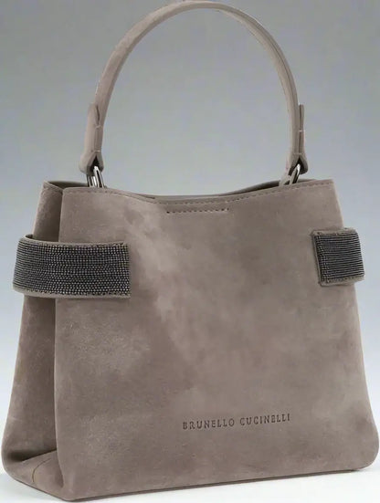 Brunello Cucinelli women's gray Leather Handbag