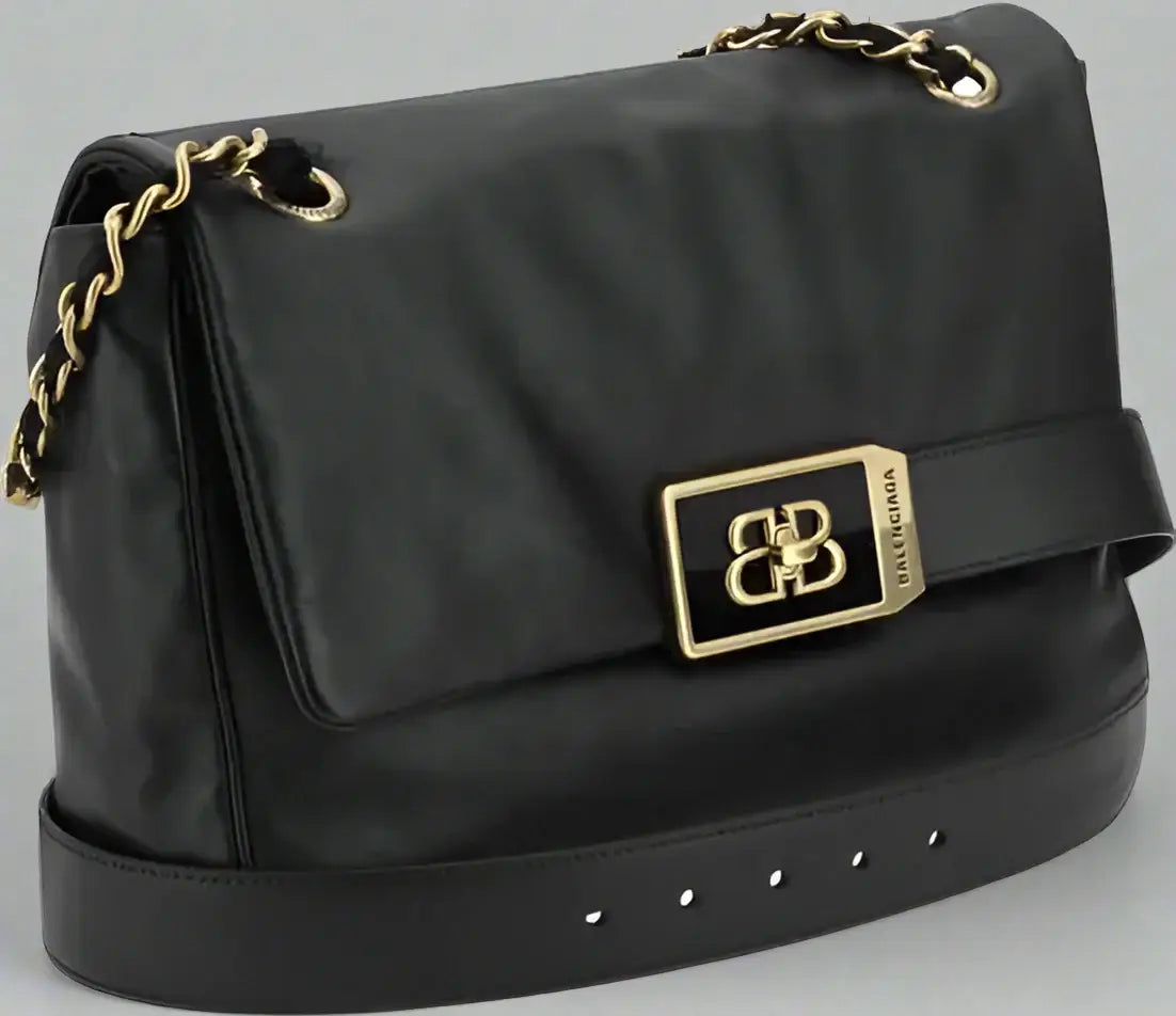 Balenciaga Modu Flap Shoulder Bag Black
