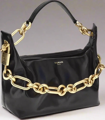 Balmain Women's Black Leather Sync Shoulder Bag