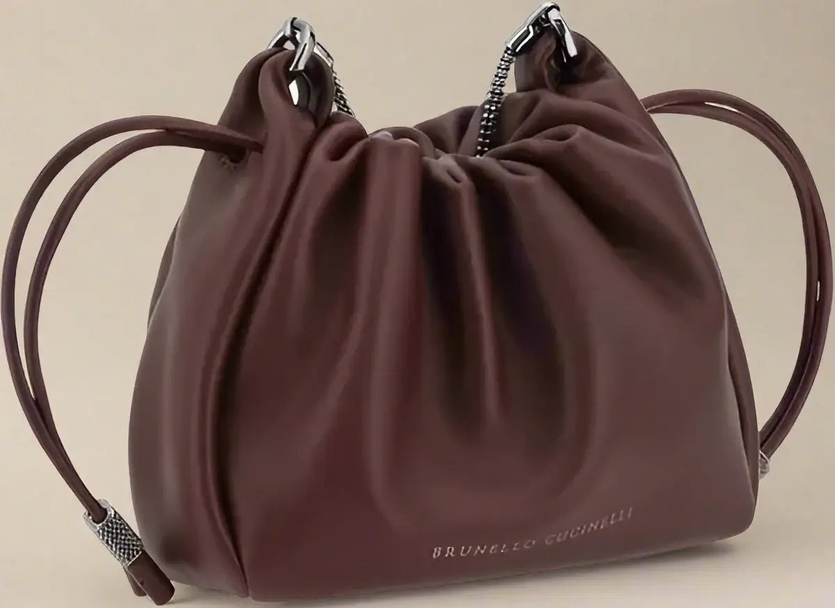 Brunello Cucinelli Chocolate Bucket Mellow mini Shoulder Bag