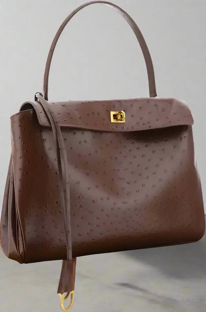 Balenciaga Rodeo Medium Shoulder Bag with Ostrich-effect leather