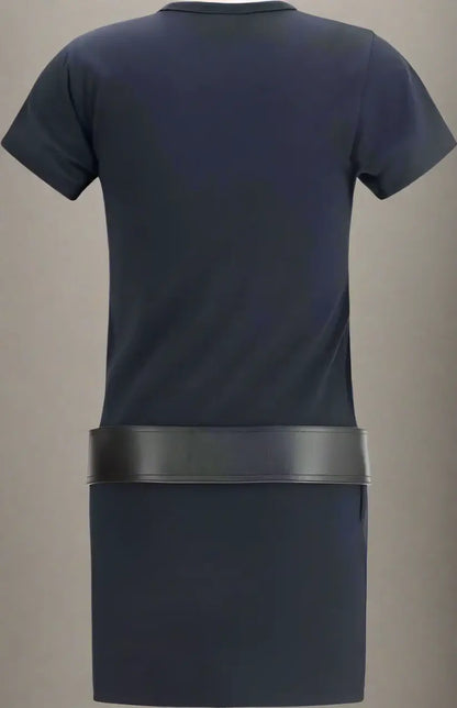 BALENCIAGA navy blue belted T-Shirt Dress