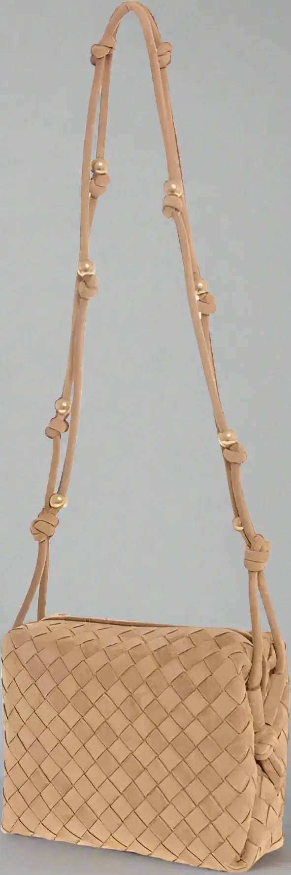 Bottega Veneta Intrecciato Woven Suede Crossbody Bag Brown