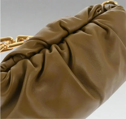 Bottega Veneta dark brown Leather THE CHAIN POUCH Bag with Magnetic Closure