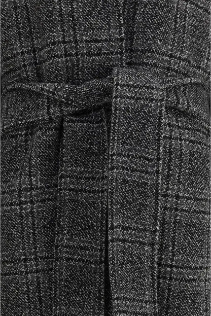 BALENCIAGA women's belted Wool Check long Coat