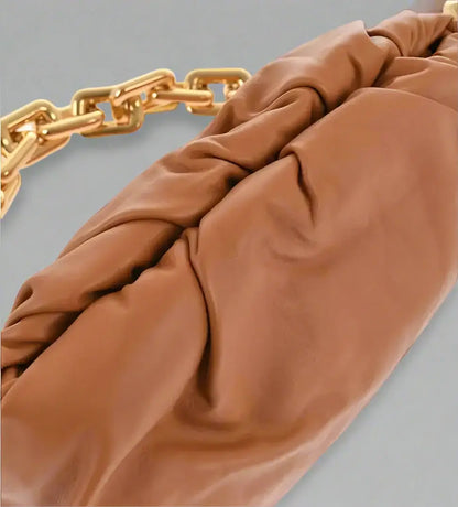 Bottega Veneta brown Leather THE CHAIN POUCH Bag with Magnetic Closure