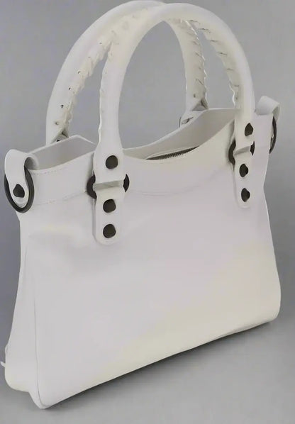 BALENCIAGA women's white leather Le City First Handbag