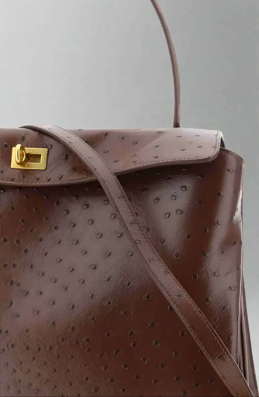 Balenciaga Rodeo Medium Shoulder Bag with Ostrich-effect leather