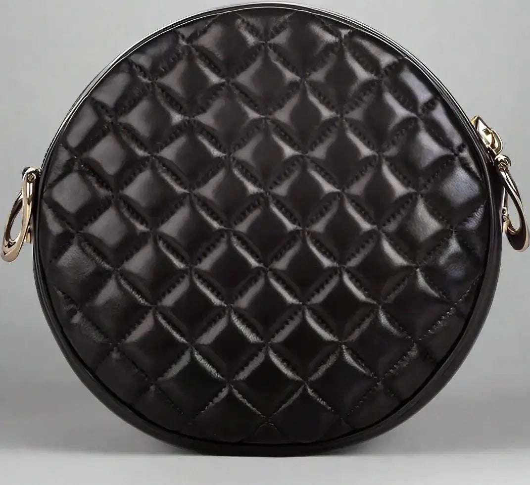 BALMAIN Black Leather Crossbody Bag with gold tone logo