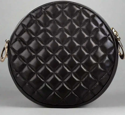 BALMAIN Black Leather Crossbody Bag with gold tone logo