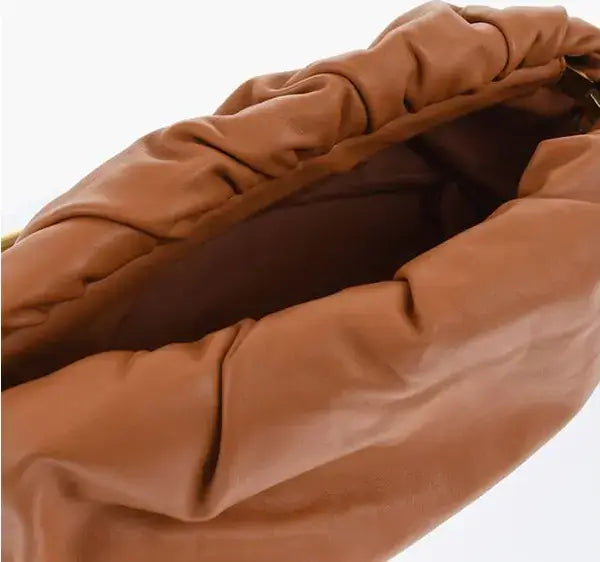 Bottega Veneta brown Leather THE CHAIN POUCH Bag with Magnetic Closure