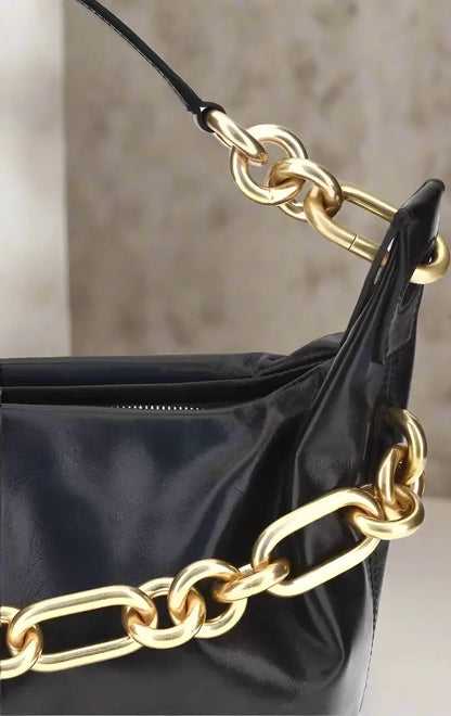 Balmain Women's Black Leather Sync Shoulder Bag