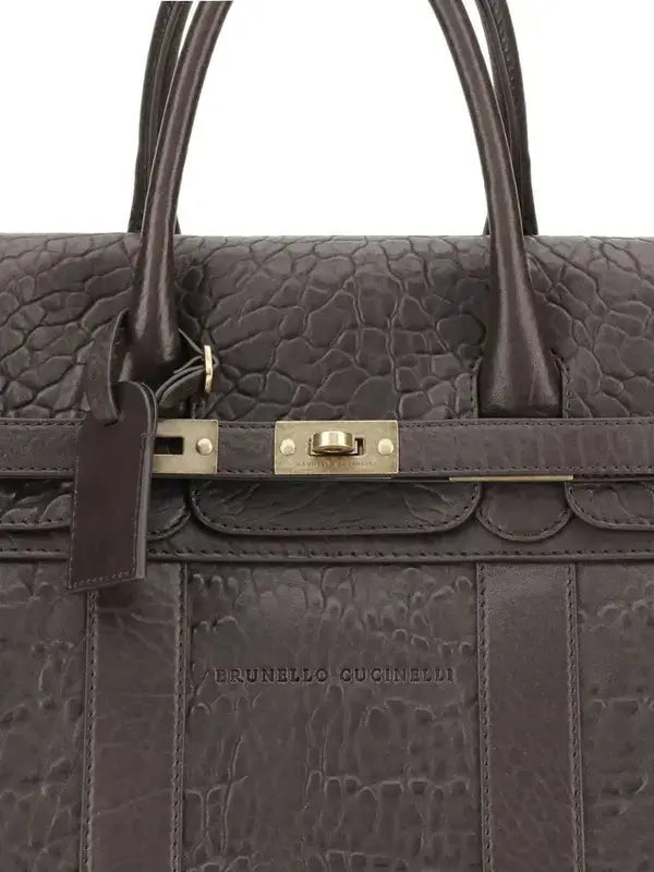 Brunello Cucinelli  men's brown leather Country Travel Bag