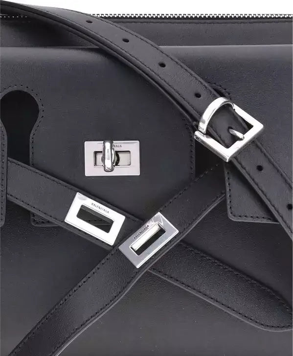 BALENCIAGA black leather Bel Air small Shoulder Bag