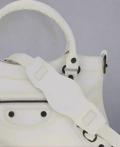 BALENCIAGA women's white leather Le City First Handbag