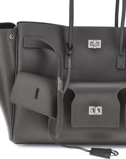 BALENCIAGA black or grey leather Bel Air medium Shoulder Bag