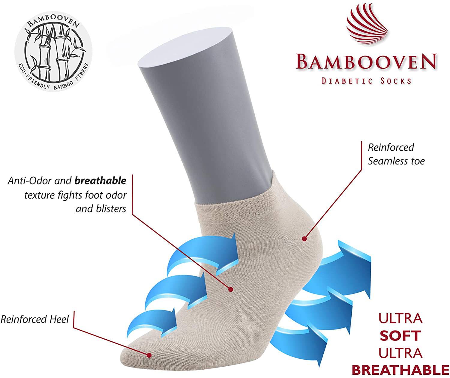 Bambooven Women’s Bamboo Ankle Socks 12-Pack - 554