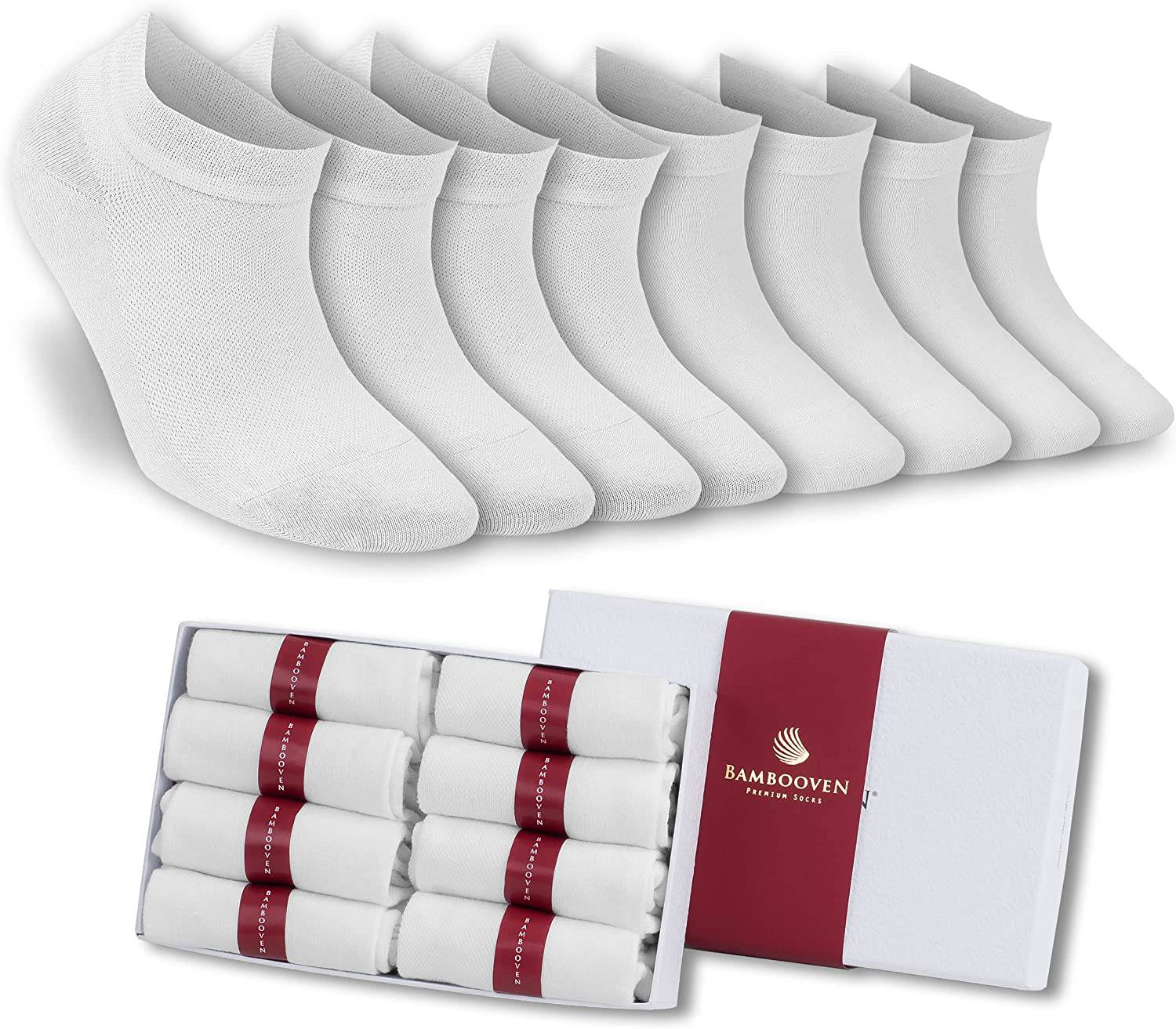 Bambooven Women’s Bamboo Ankle Socks 8-Pack "White" - 631