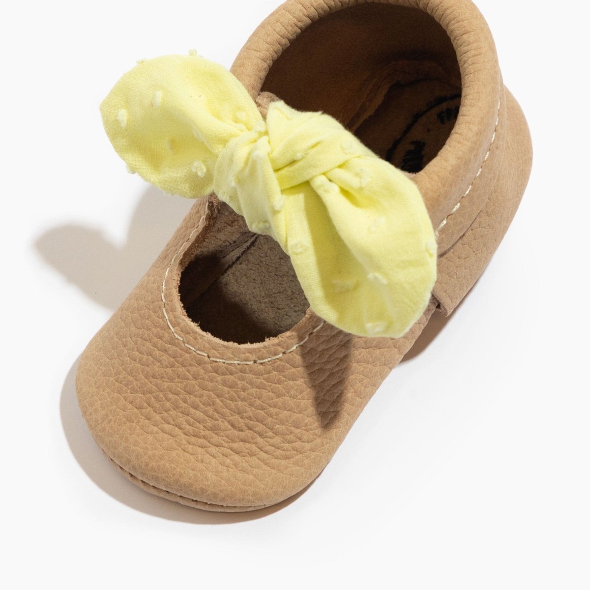 Banana Cream Knotted Bow Baby Shoe Knotted Bow Mocc by Freshly Picked – Don't Panic Shoes