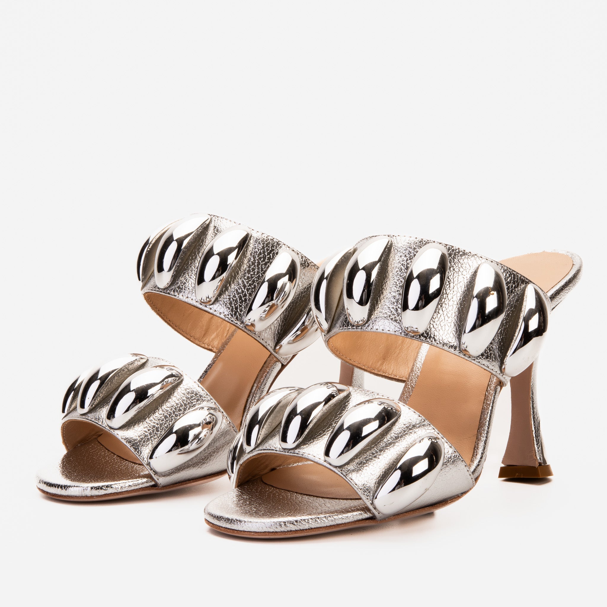 Vinci Leather Shoes The Eclipse Silver Leather Women Sandal