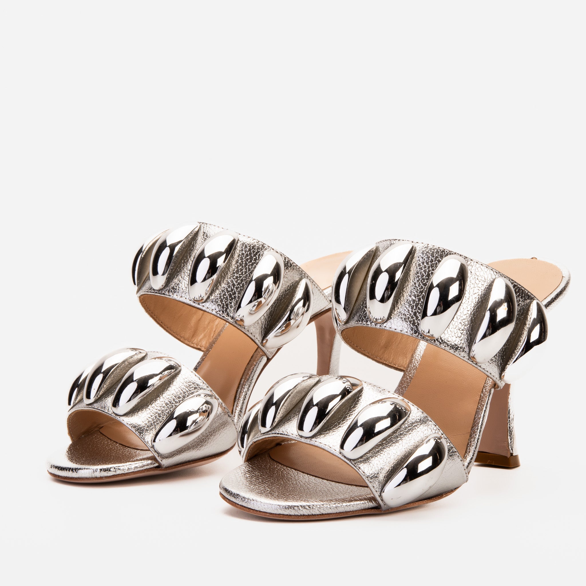 Vinci Leather Shoes The Eclipse Silver Leather Women Sandal