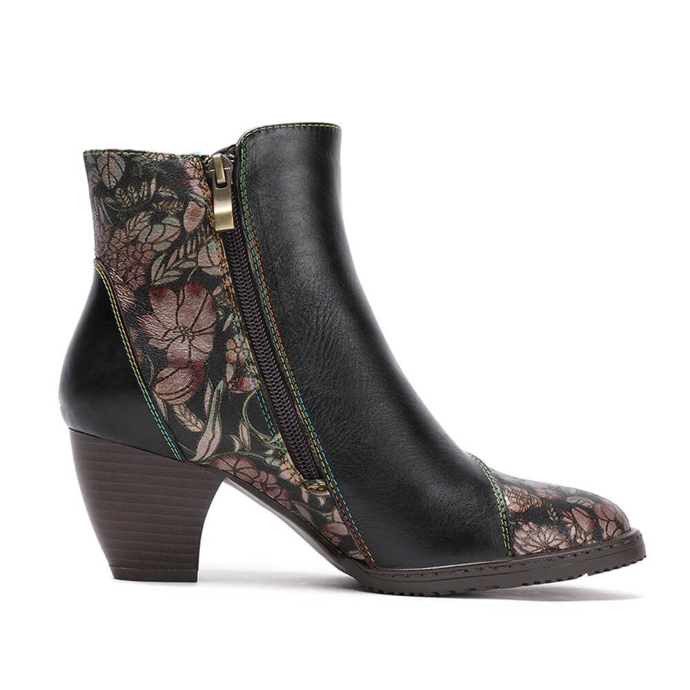 Baylor Retro Handmade Floral Ankle Boots ankle boots by Colorstepshoes – Don't Panic Shoes