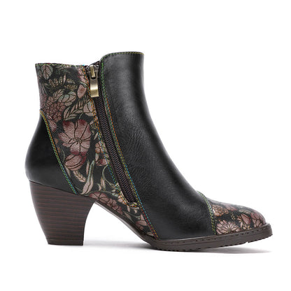 Baylor Retro Handmade Floral Ankle Boots ankle boots by Colorstepshoes – Don't Panic Shoes
