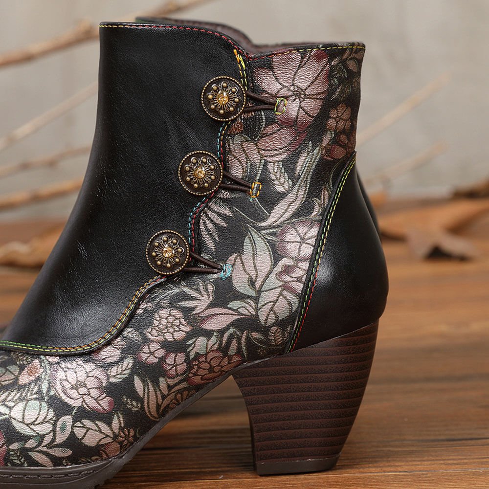 Baylor Retro Handmade Floral Ankle Boots ankle boots by Colorstepshoes – Don't Panic Shoes