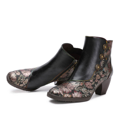 Baylor Retro Handmade Floral Ankle Boots ankle boots by Colorstepshoes – Don't Panic Shoes