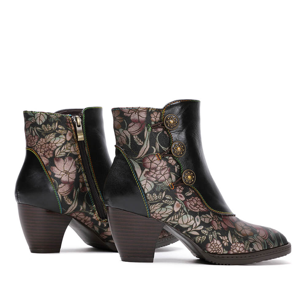 Baylor Retro Handmade Floral Ankle Boots ankle boots by Colorstepshoes – Don't Panic Shoes