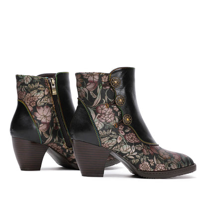 Baylor Retro Handmade Floral Ankle Boots ankle boots by Colorstepshoes – Don't Panic Shoes