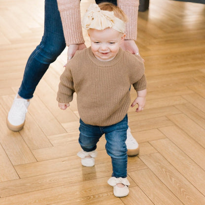 Birch Knotted Bow Baby Shoe Knotted Bow Mocc by Freshly Picked – Don't Panic Shoes