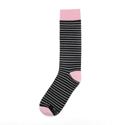 Black Pink Grey Striped Socks Wedding Office Valentine Day Dress Socks For Men And Women Soft Cotton Socks by No Cold Feet – Don't Panic Shoes