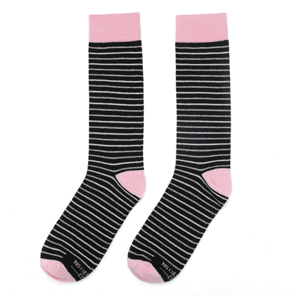 Black Pink Grey Striped Socks Wedding Office Valentine Day Dress Socks For Men And Women Soft Cotton Socks by No Cold Feet – Don't Panic Shoes