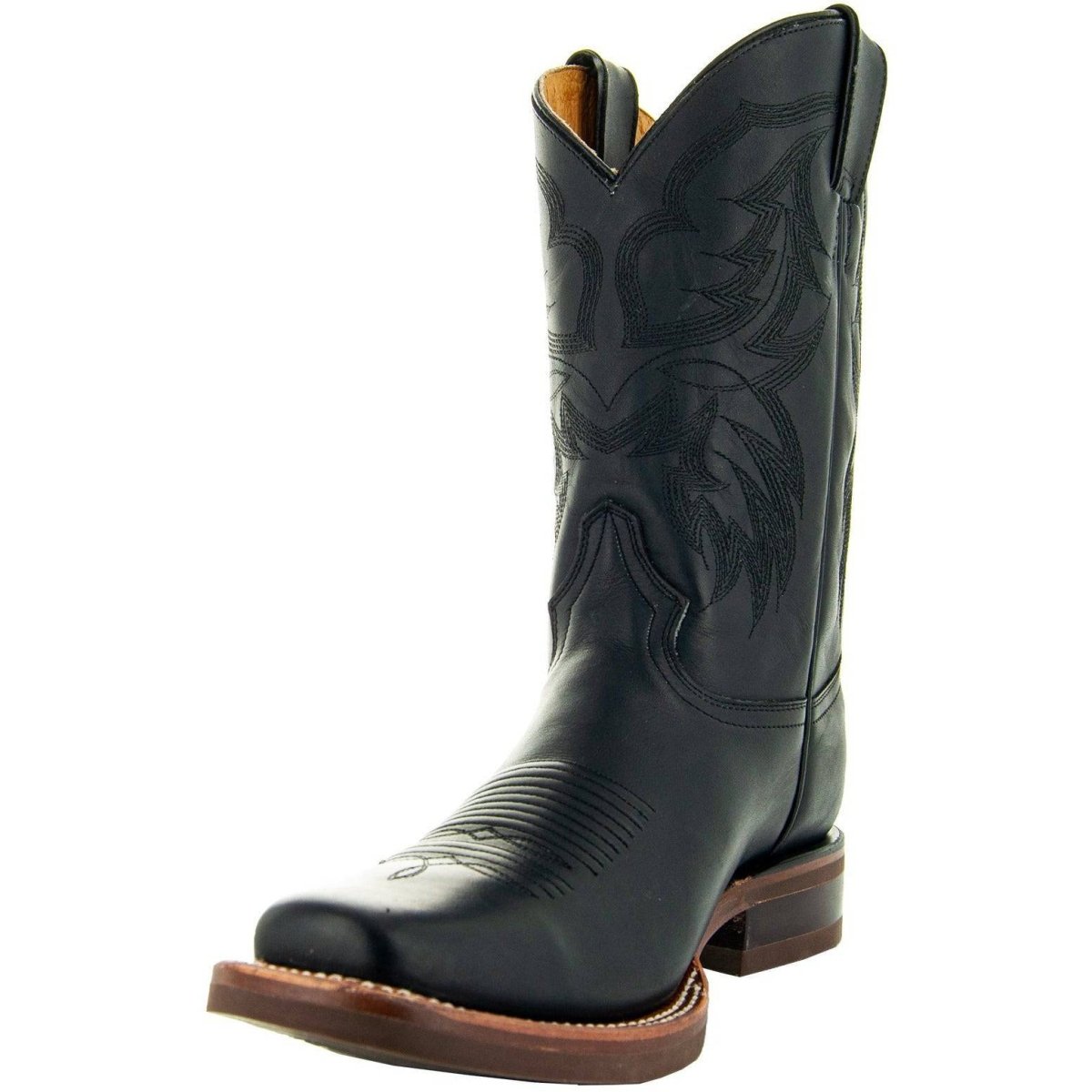 Black Square Toe Leather Cowboy Boots H4002 Cowboy Boots by Soto Boots – Don't Panic Shoes