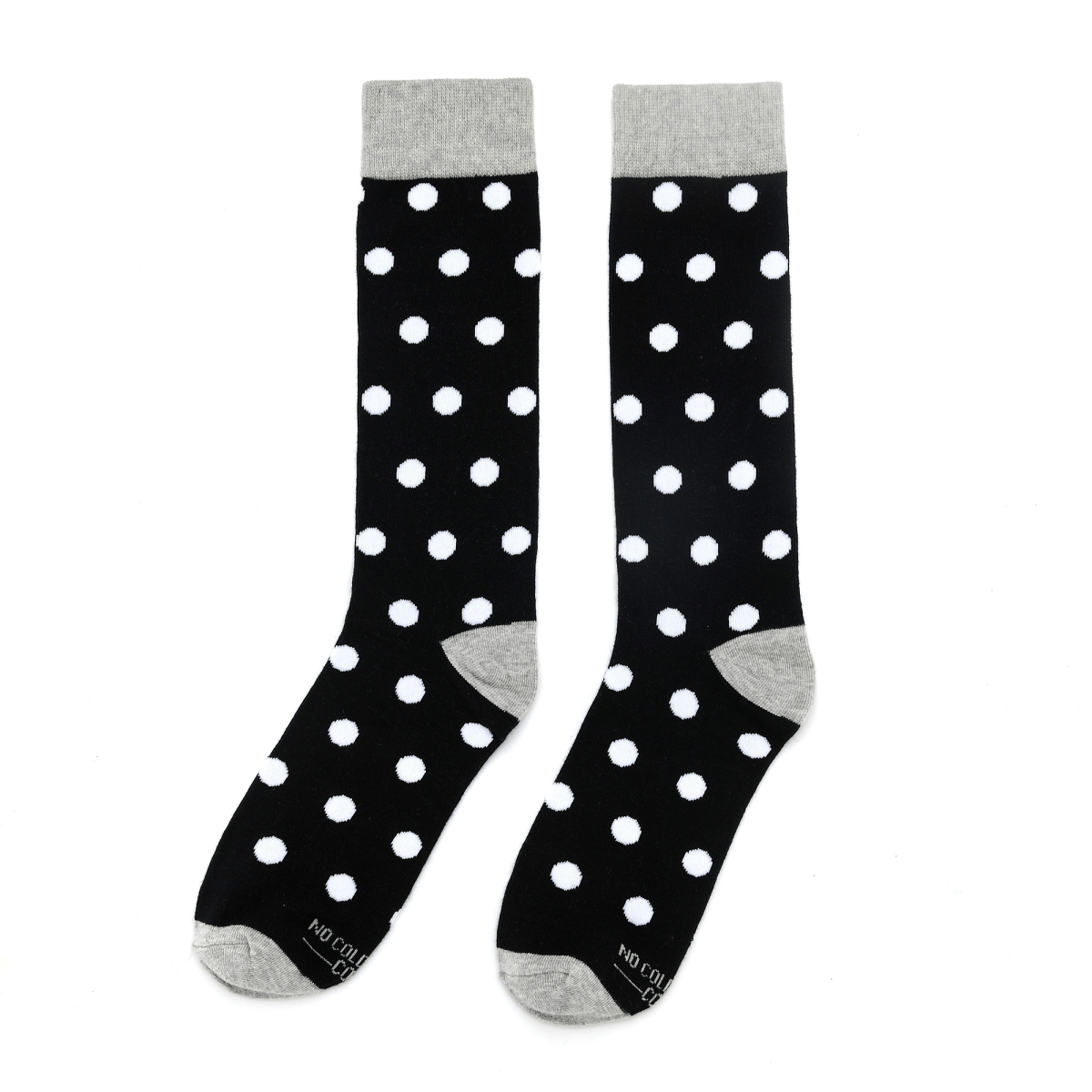 Black With White Polka Dot Socks Crew Novelty Fun Pattern Comfortable Everyday Casual Hosiery Socks by No Cold Feet – Don't Panic Shoes