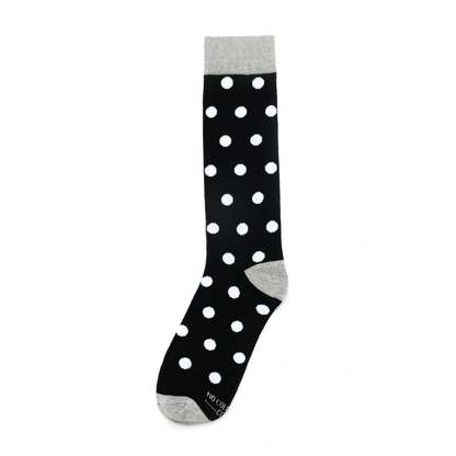 Black With White Polka Dot Socks Crew Novelty Fun Pattern Comfortable Everyday Casual Hosiery Socks by No Cold Feet – Don't Panic Shoes