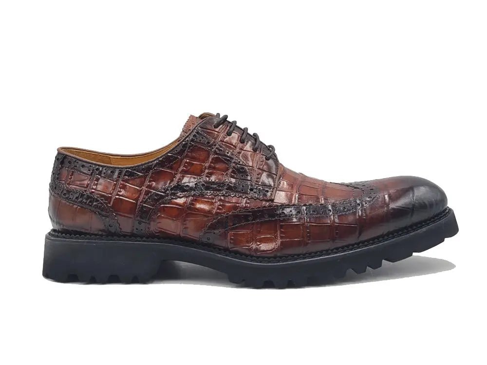 Blucher Alligator Embossed Oxford Calfskin Leather Ks482 - 11e Shoes by Carrucci Shoes – Don't Panic Shoes