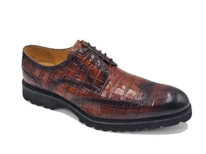 Blucher Alligator Embossed Oxford Calfskin Leather Ks482 - 11e Shoes by Carrucci Shoes – Don't Panic Shoes