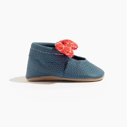 Blue Jean Knotted Bow Baby Shoe Knotted Bow Mocc by Freshly Picked – Don't Panic Shoes