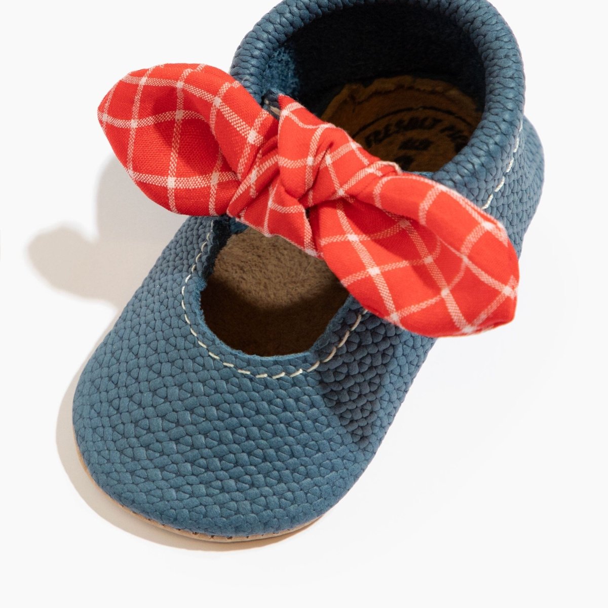 Blue Jean Knotted Bow Baby Shoe Knotted Bow Mocc by Freshly Picked – Don't Panic Shoes