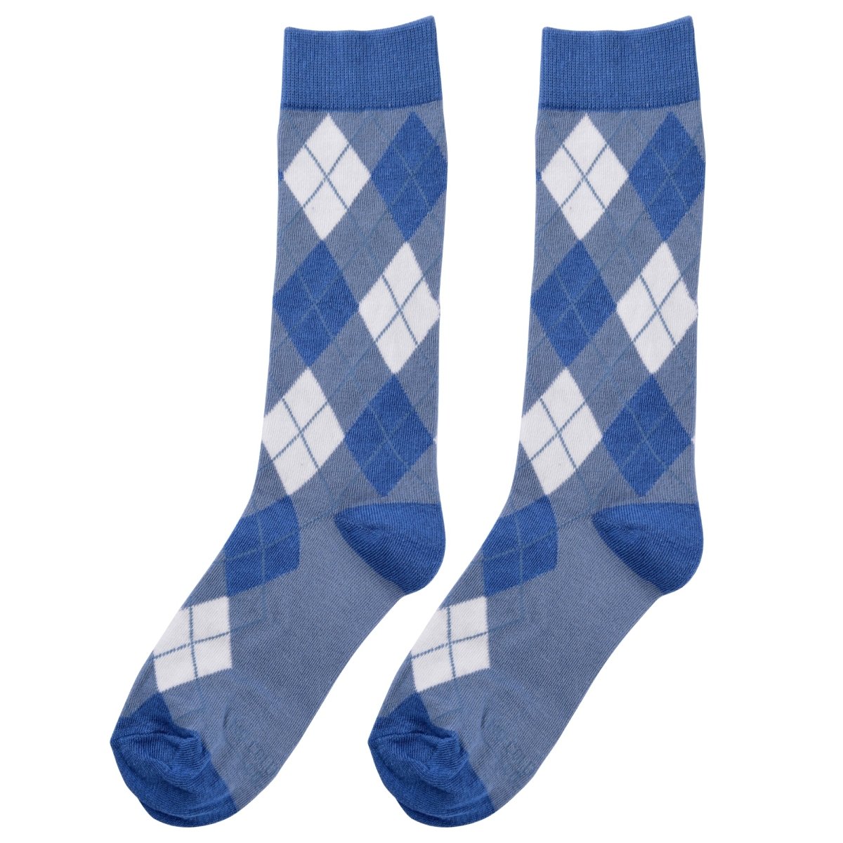 Blue Mood Sock Bundle 4 Pack Patterned And Solid Argyle Polka Dot Sky Dusty Navy Crew Socks Socks by No Cold Feet – Don't Panic Shoes