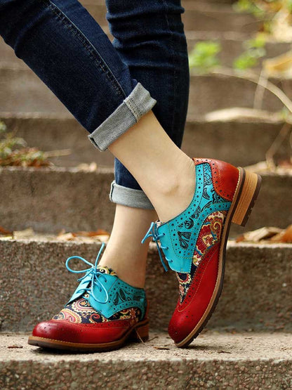 Bohemian Handmade Brogue Shoes Flat by Colorstepshoes – Don't Panic Shoes