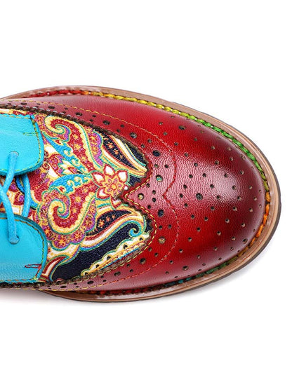 Bohemian Handmade Brogue Shoes Flat by Colorstepshoes – Don't Panic Shoes